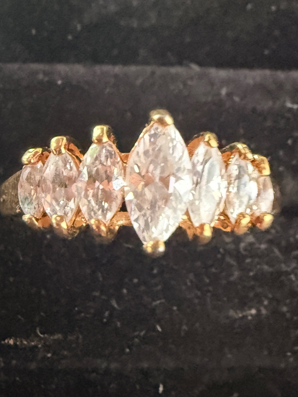 Gold Marquise Cubic Zirconia Multi-Stone Band - Women Ring Sz 12.5